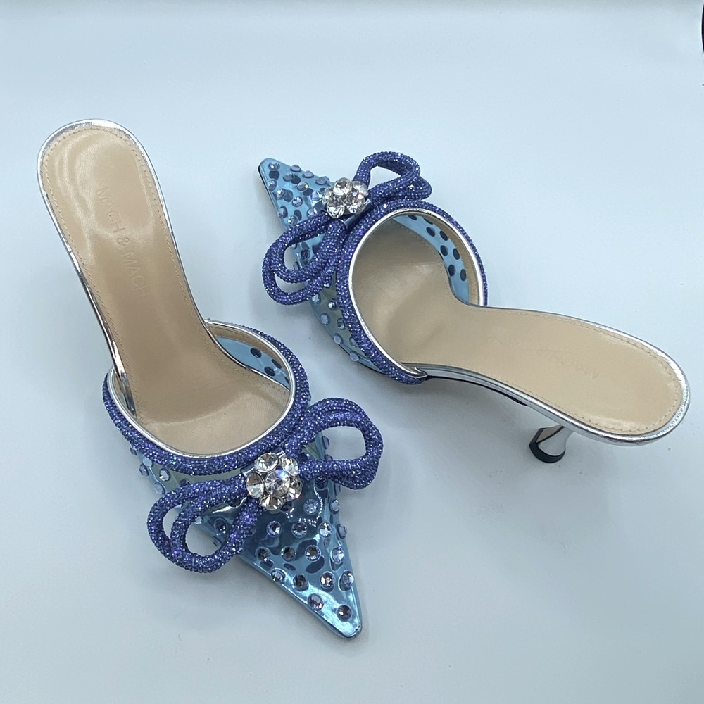 Mach & Mach Crystal Embellished Double Bow Mules
